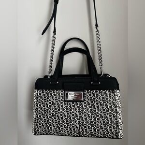Calvin Klein Monogram Black and White Satchel